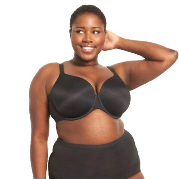 Cacique 46DDD Bra Black Smooth Full Coverage Plus Size - Picture 1 of 9